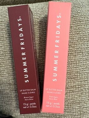 2 Summer Fridays Pink Sugar and Brown Sugar Lip Butter Balm Set